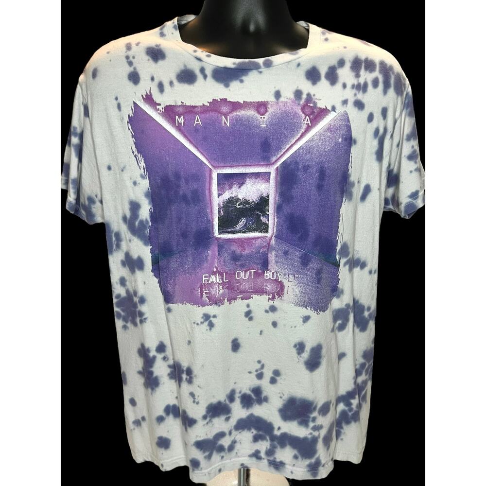 Fall Out Boy MANIA Album Tee Tie Dye Purple Graphic Band Unisex T-Shirt Sz Large